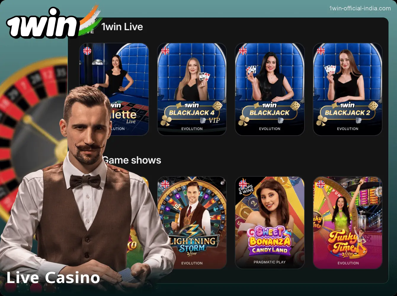 Live casino games on the 1Win website in India